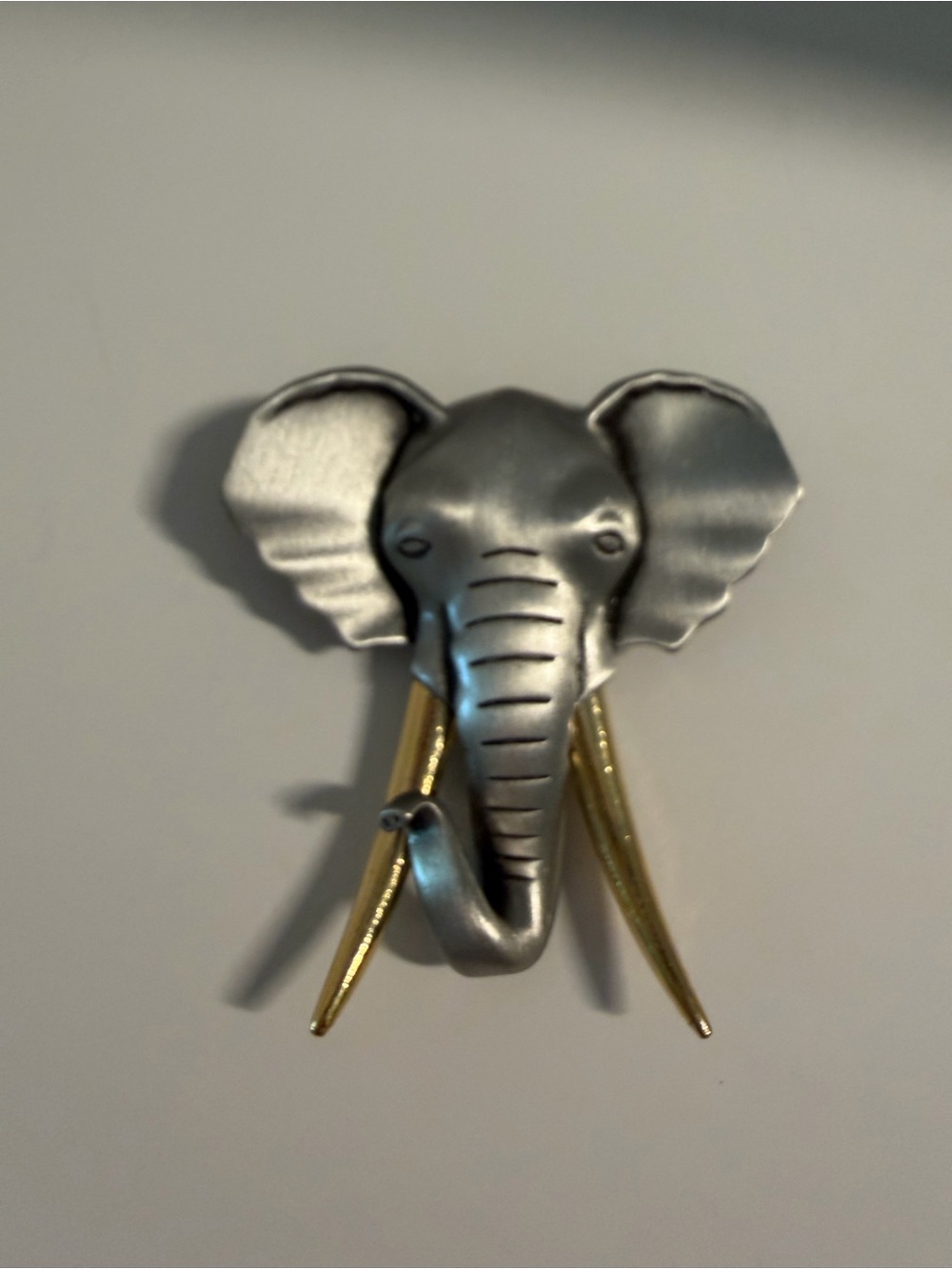 JJ Jonette pewter and gold tone elephant head brooch